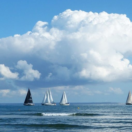 Sail boats on the horizon