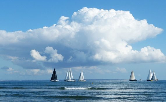 Sail boats on the horizon